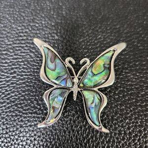 Silver and Abalone Butterfly Brooch